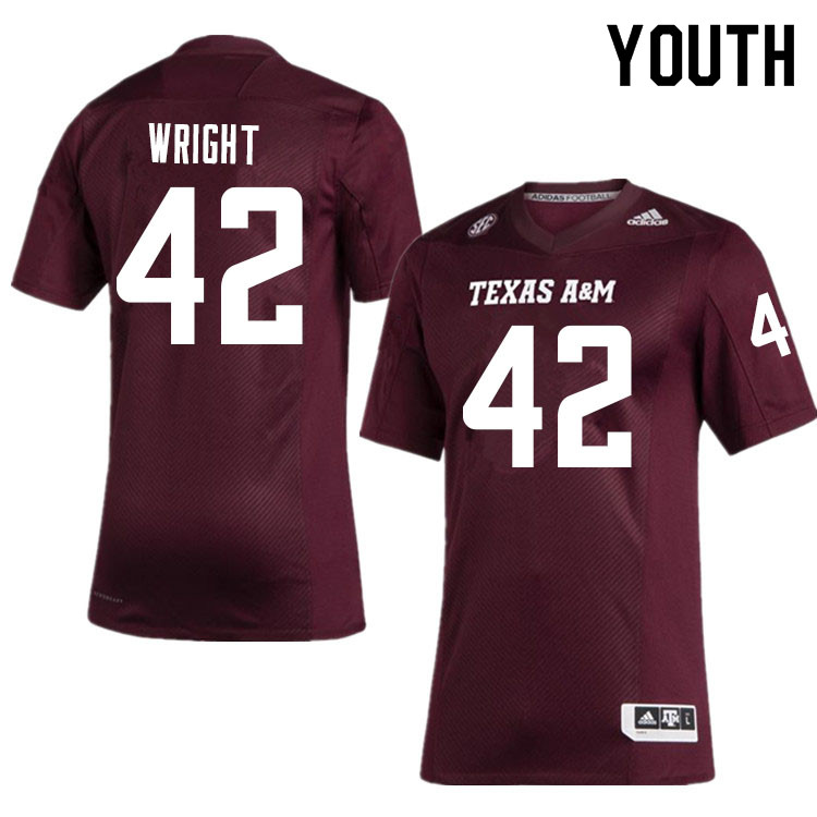Youth #42 Max Wright Texas A&M Aggies College Football Jerseys Sale-Maroon